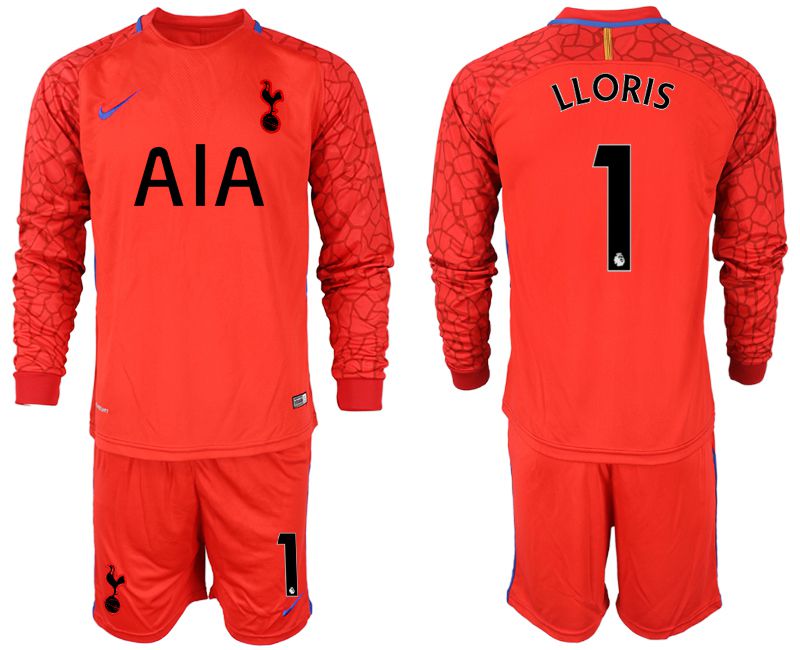 Men 2019-2020 club Tottenham Hotspur red goalkeeper long sleeve #1 Soccer Jerseys1->tottenham jersey->Soccer Club Jersey